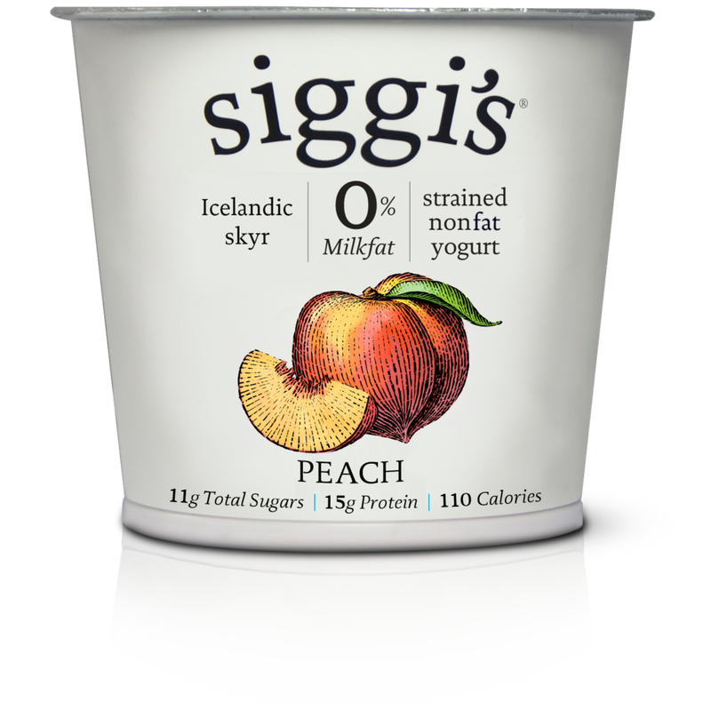Siggis Yogurt, Non-Fat, Icelandic Style Skyr, Strained, Peach - 5.3 Ounces
