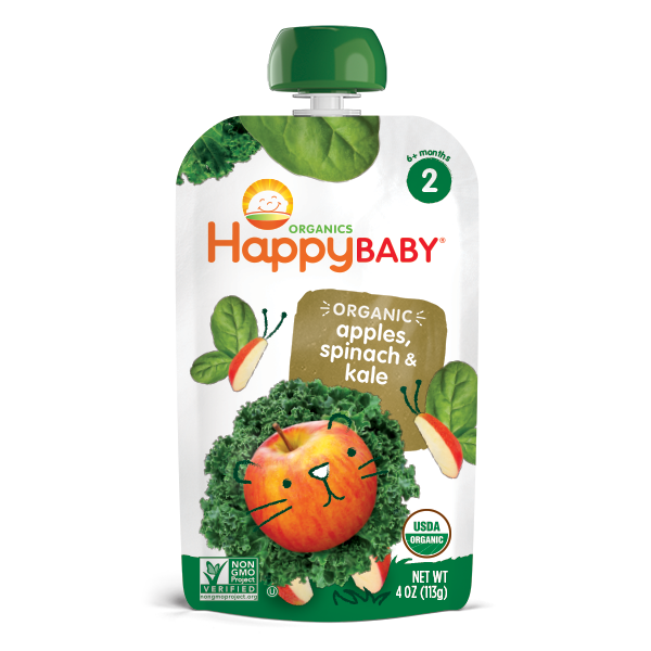 Happy Baby Organics Baby Food, Organic, Apples, Spinach & Kale, 2 (6+ Months)