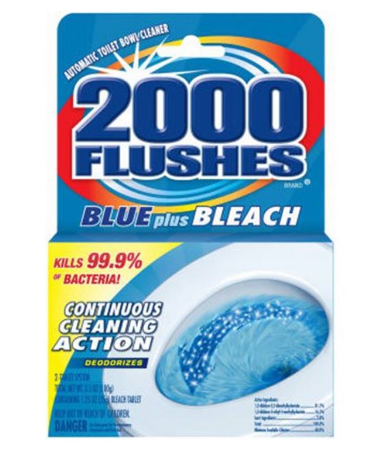 2000 Flushes Toilet Bowl Cleaner, Automatic, Blue Plus Detergents