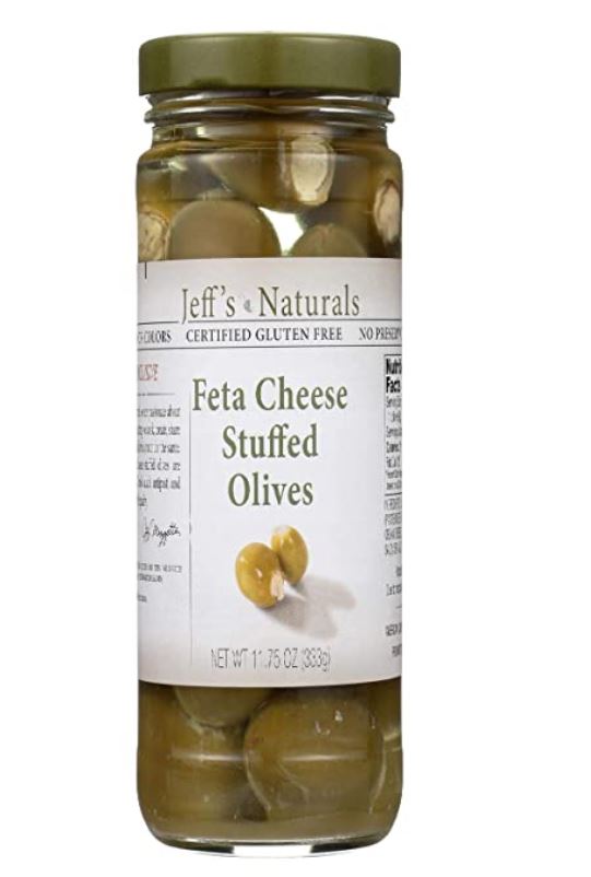 Jeffs Naturals Olives, Feta Cheese Stuffed - 11.75 Ounces
