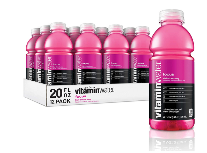 Vitaminwater Water Beverage, Nutrient Enhanced, Focus, Kiwi-Strawberry Flavored - 12 Count