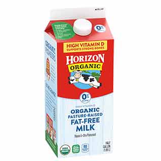 Horizon Organic Milk, Organic, Fat-Free, 0% - 0.5 Gallons