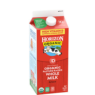 Horizon Organic Milk, Organic, Whole - 0.5 Gallons