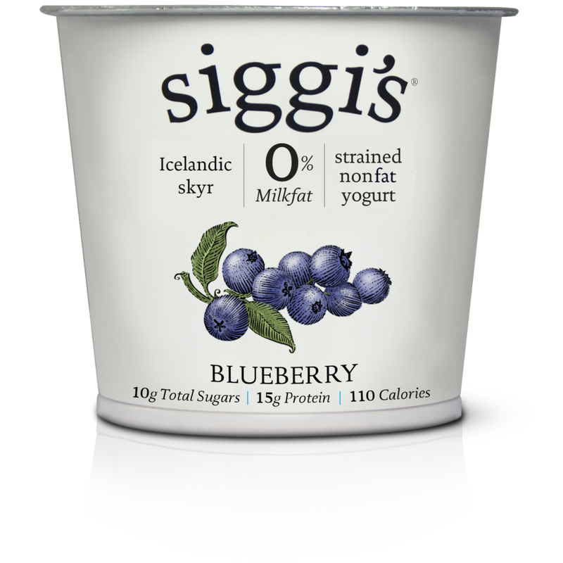 Siggis Yogurt, Non-Fat, Icelandic Style Skyr, Strained, Blueberry - 5.3 Ounces