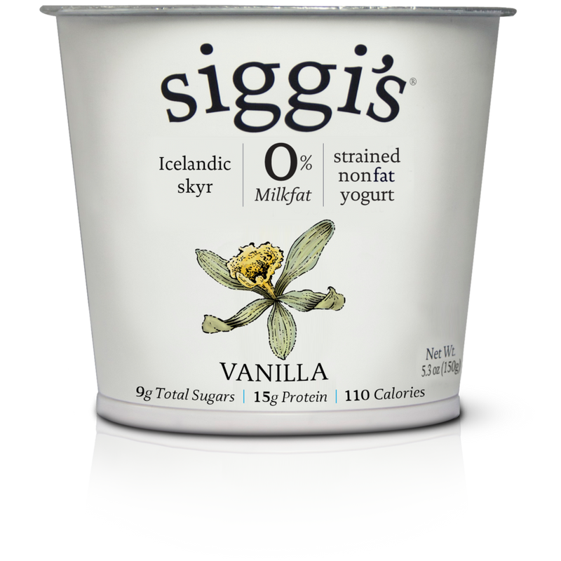 Siggis Yogurt, Non-Fat, Icelandic Style Skyr, Strained, Vanilla - 5.3 Ounces