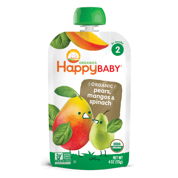 Happy Baby Organics Baby Food, Organic, Pears, Mangos & Spinach