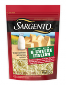 Sargento Off the Block Cheese, Shredded, 6 Cheese Italian - 8 Ounces