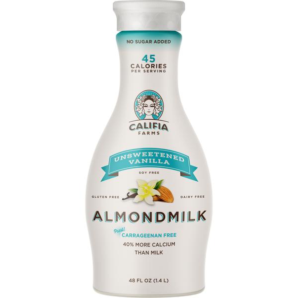 Califia Farms Almondmilk, Pure, Unsweetened Vanilla - 48 Ounces