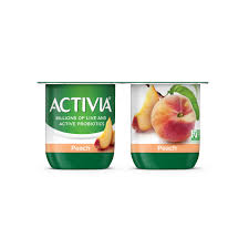 Activia Yogurt, Lowfat, Peach - 4 Count