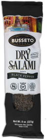 Busseto Classico Salami, Italian Dry, Black Pepper Coated - 8 Ounces