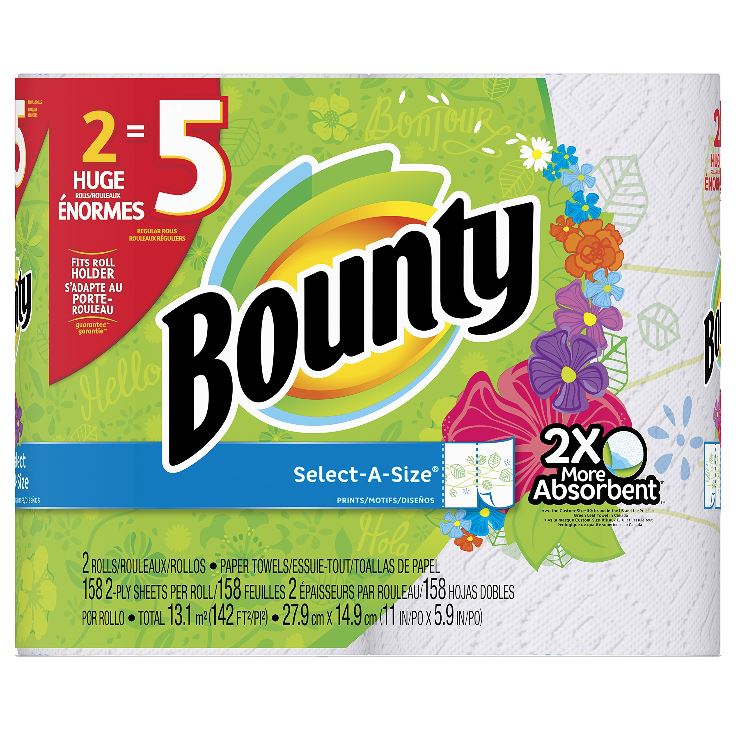 Bounty Paper Towels, Full Sheet, Prints, 2ply