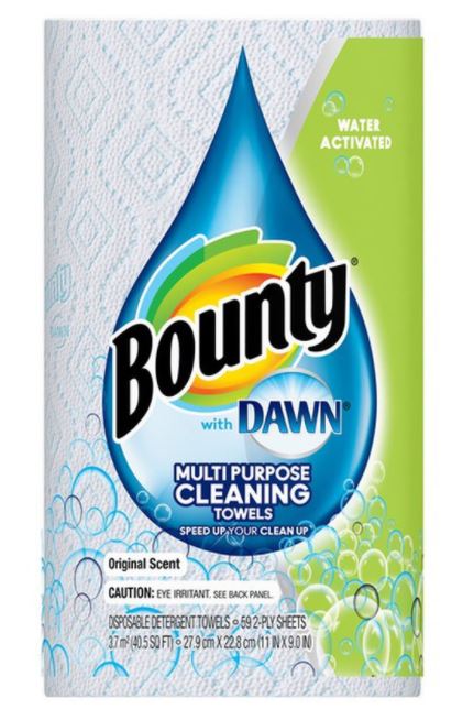 Bounty with Dawn Detergent Towels, Disposable, 2ply