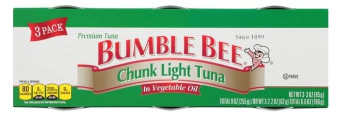 Bumble Bee Tuna, Chunk Light, in Vegetable Oil, 3 Pack
