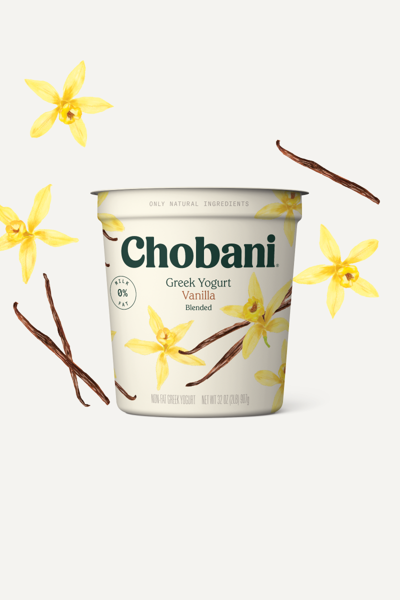 Chobani Yogurt, Greek, Non-Fat, Blended with Vanilla - 32 Ounces