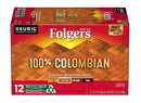 Folgers Keurig Hot Coffee, Medium-Dark Roast, 100% Colombian, K-Cup Pods - 12 Each