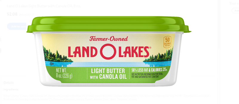 Land O Lakes Butter, Light, with Canola Oil - 8 Ounces