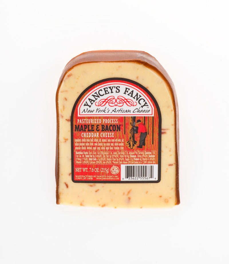 Yanceys Fancy Cheese, Pasteurized Process, Maple & Bacon Cheddar - 7.6 Ounces