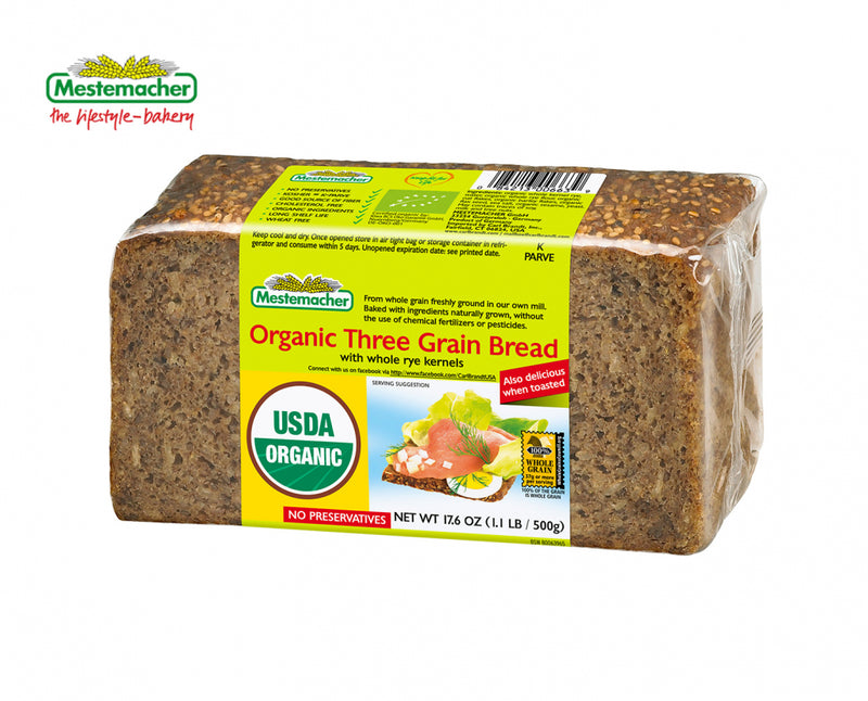 Mestemacher Organic Three Bread - 17.6 Ounces