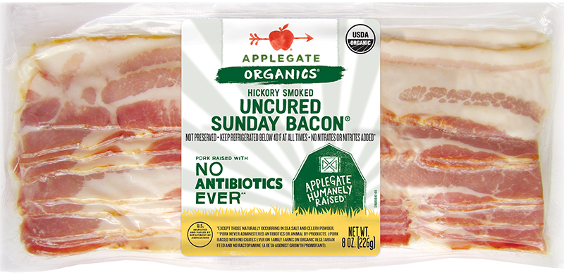 Applegate Naturals Bacon, Uncured Sunday, Reduced Sodium, Hickory Smoked - 8 Ounces