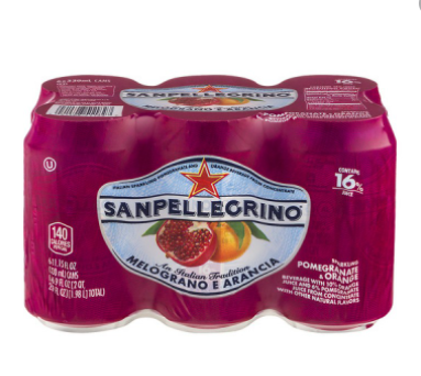 San Pellegrino Sparkling Beverage, Pomegranate & Orange - 6 Pack