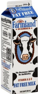Farmland Milk, Fat Free - 1 Quart