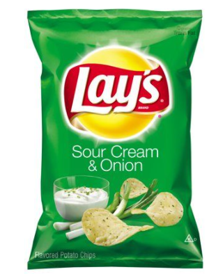 Lays Potato Chips, Sour Cream & Onion Flavored