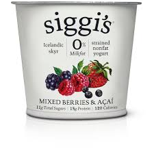 Siggis Yogurt, Non-Fat, Icelandic Style Skyr, Strained, Mixed Berries & Acai - 5.3 Ounces