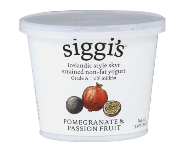 Siggis Yogurt, Strained Non-Fat, Icelandic Style Skyr, Pomegranate & Passion Fruit - 5.3 Ounces