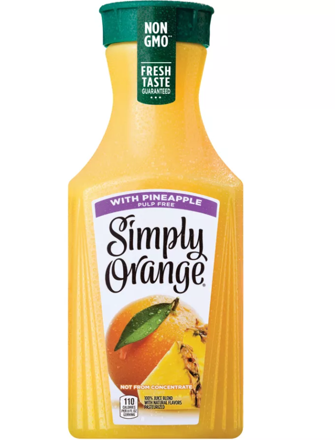Simply Orange 100% Juice Blend, with Pineapple, Pulp Free - 59 Ounces