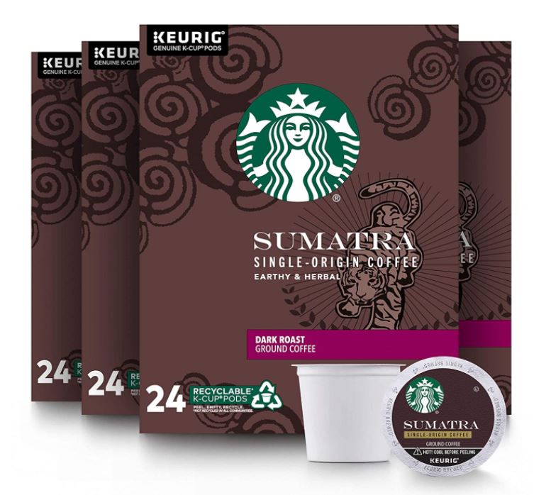 Starbucks Keurig Hot Coffee, Ground, Dark Roast, Sumatra Single-Origin, K-Cup Pods - 10 Each
