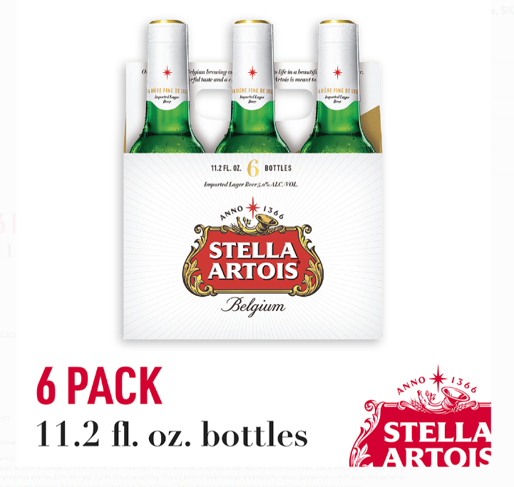 Stella Artois Beer, Lager - 6 Pack, 12 Fluid Ounces