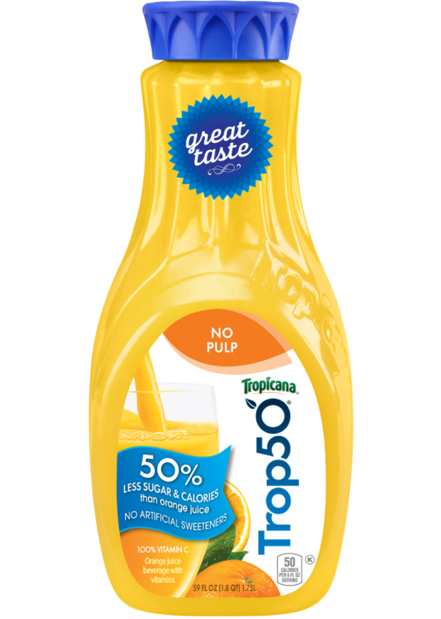 Tropicana Trop50 Juice Beverage, Orange, No Pulp - 59 Ounces