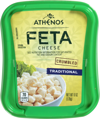Athenos Crumbled Cheese, Feta, Traditional - 6 Ounces