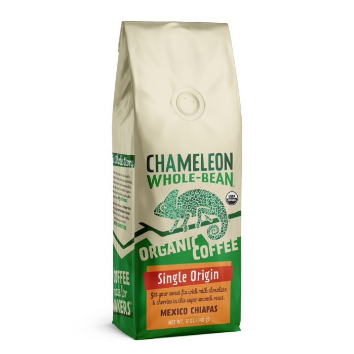 Chameleon Coffee, Organic, Whole Beans, Mexico Chiapas