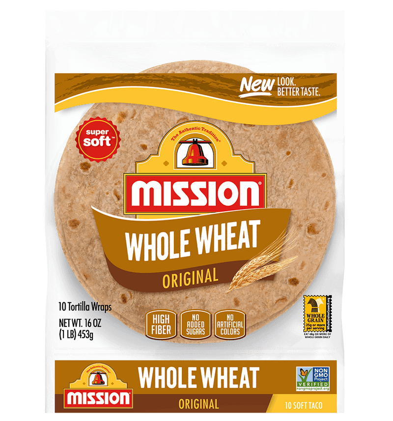 Mission Tortillas, Flour, 100% Whole Wheat, Soft Taco - 10 Each