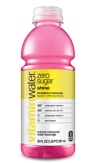 Vitaminwater Zero Water Beverage, Nutrient Enhanced, Shine, Strawberry Lemonade - 20 Ounces