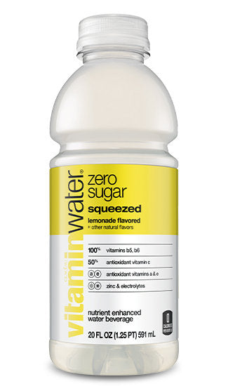 Vitaminwater Zero Water Beverage, Nutrient Enhanced, Squeezed Lemonade - 20 Ounces